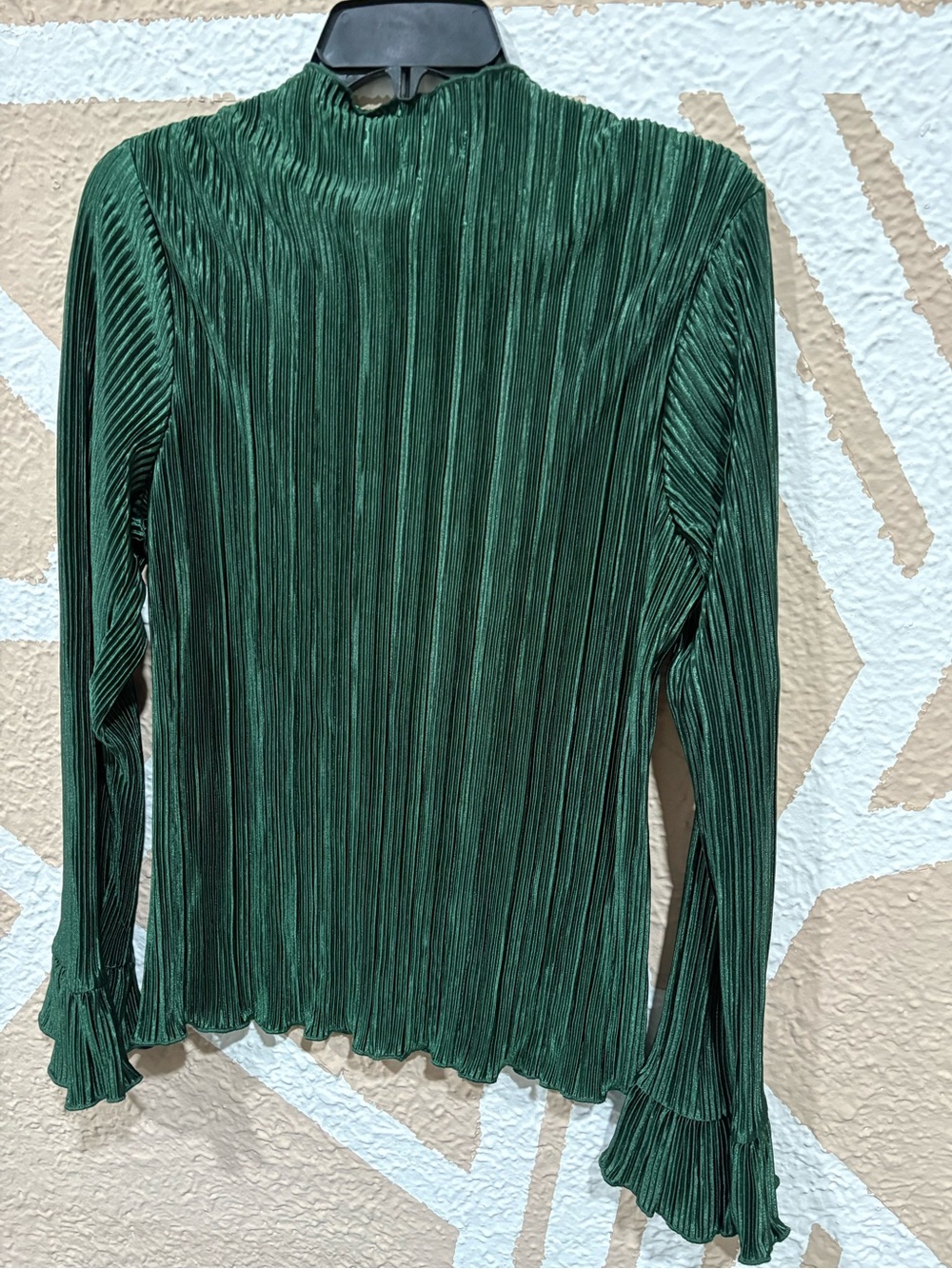 Chenault Emerald Green Pleated Long-Sleeve Top